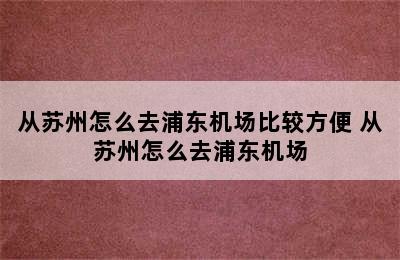 从苏州怎么去浦东机场比较方便 从苏州怎么去浦东机场